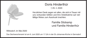 Traueranzeige von Doris Hinderthür von Siegener Zeitung