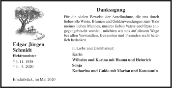 Traueranzeige von Edgar Jürgen Schmidt von Siegener Zeitung