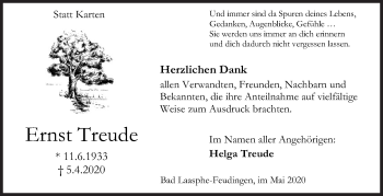 Traueranzeige von Ernst Treude von Siegener Zeitung