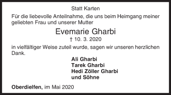 Traueranzeige von Evemarie Gharbi von Siegener Zeitung