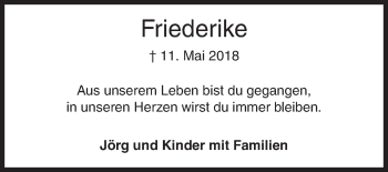 Traueranzeige von Friederike Hartmann von Siegener Zeitung