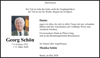 Traueranzeige von Georg Schön von Siegener Zeitung