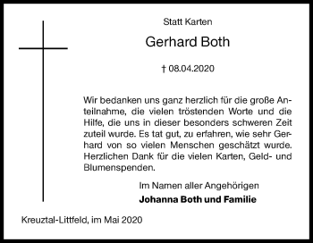 Traueranzeige von Gerhard Both von Siegener Zeitung