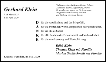 Traueranzeige von Gerhard Klein von Siegener Zeitung
