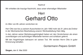 Traueranzeige von Gerhard Otto von Siegener Zeitung