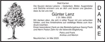 Traueranzeige von Günter Lenz von Siegener Zeitung