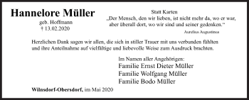 Traueranzeige von Hannelore Müller von Siegener Zeitung
