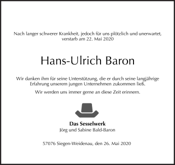 Traueranzeige von Hans-Ulrich Baron von Siegener Zeitung