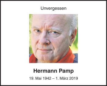 Traueranzeige von Hermann Pamp von Siegener Zeitung