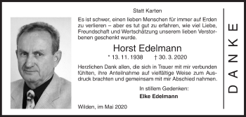 Traueranzeige von Horst Edelmann von Siegener Zeitung