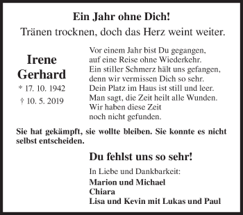 Traueranzeige von Irene Gerhard von Siegener Zeitung