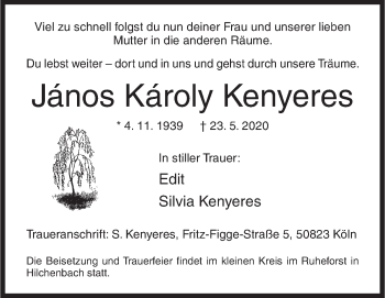 Traueranzeige von János Károly Kenyeres von Siegener Zeitung
