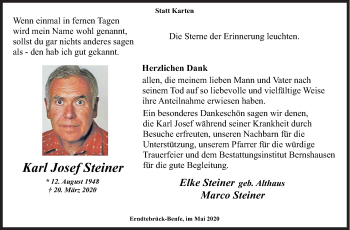 Traueranzeige von Karl Josef Steiner von Siegener Zeitung