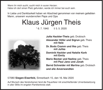 Traueranzeige von Klaus Jürgen Theis von Siegener Zeitung