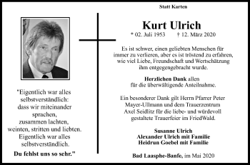Traueranzeige von Kurt Ulrich von Siegener Zeitung