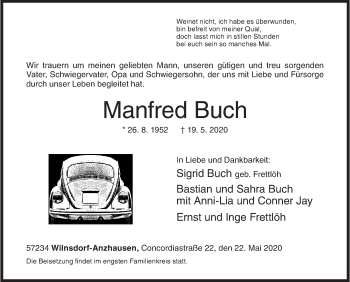 Traueranzeige von Manfred Buch von Siegener Zeitung