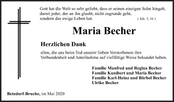 Traueranzeige von Maria Becher von Siegener Zeitung