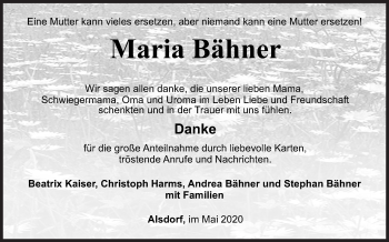Traueranzeige von Maria Bähner von Siegener Zeitung
