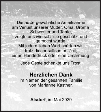 Traueranzeige von Marianne Kastner von Siegener Zeitung