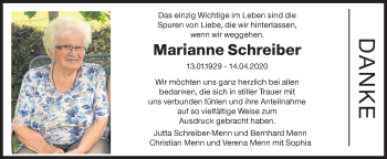 Traueranzeige von Marianne Schreiber von Siegener Zeitung