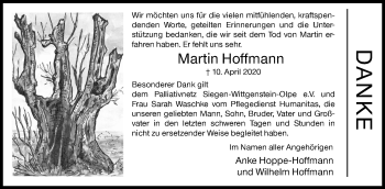 Traueranzeige von Martin Hoffmann von Siegener Zeitung