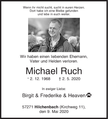 Traueranzeige von Michael Ruch von Siegener Zeitung