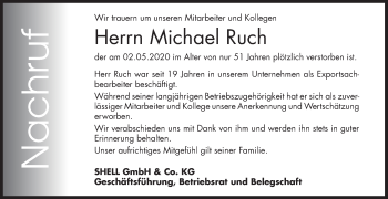 Traueranzeige von Michael Ruch von Siegener Zeitung