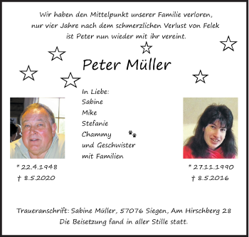 Traueranzeige von Peter Müller von Siegener Zeitung