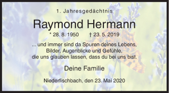 Traueranzeige von Raymond Hermann von Siegener Zeitung