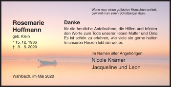 Traueranzeige von Rosemarie Hoffmann von Siegener Zeitung