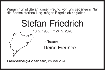 Traueranzeige von Stefan Friedrich von Siegener Zeitung