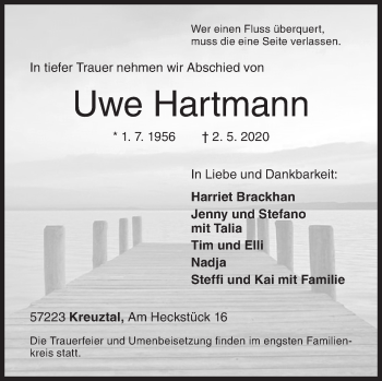 Traueranzeige von Uwe Hartmann von Siegener Zeitung