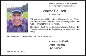 Traueranzeige von Walter Reusch von Siegener Zeitung