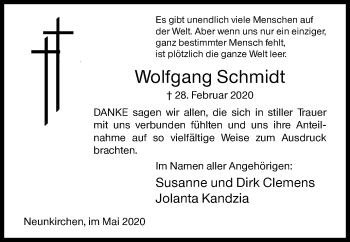Traueranzeige von Wolfgang Schmidt von Siegener Zeitung