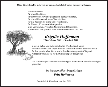 Traueranzeige von Brigitte Hoffmann von Siegener Zeitung