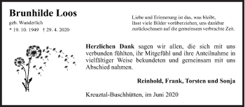 Traueranzeige von Brunhilde Loos von Siegener Zeitung