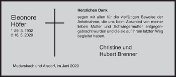 Traueranzeige von Eleonore Höfer von Siegener Zeitung