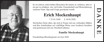 Traueranzeige von Erich Mockenhaupt von Siegener Zeitung