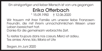 Traueranzeige von Erika Otterbach von Siegener Zeitung