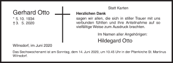 Traueranzeige von Gerhard Otto von Siegener Zeitung
