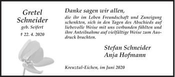 Traueranzeige von Gretel Schneider von Siegener Zeitung
