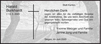 Traueranzeige von Harald Burkhardt von Siegener Zeitung