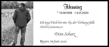 Traueranzeige von Henning  von Siegener Zeitung