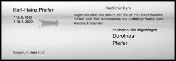 Traueranzeige von Karl-Heinz Pfeifer von Siegener Zeitung