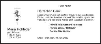 Traueranzeige von Maria Rohleder von Siegener Zeitung