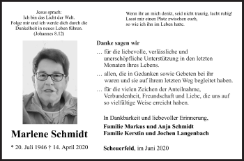 Traueranzeige von Marlene Schmidt von Siegener Zeitung