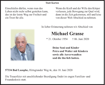 Traueranzeige von Michael Grasse von Siegener Zeitung