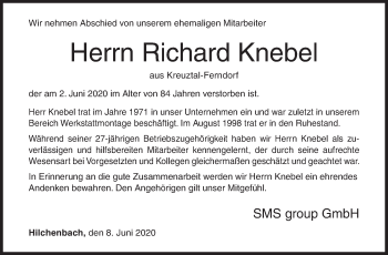 Traueranzeige von Richard Knebel von Siegener Zeitung