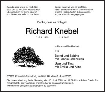 Traueranzeige von Richard Knebel von Siegener Zeitung