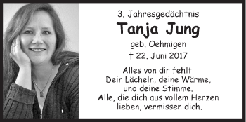 Traueranzeige von Tanja Jung von Siegener Zeitung